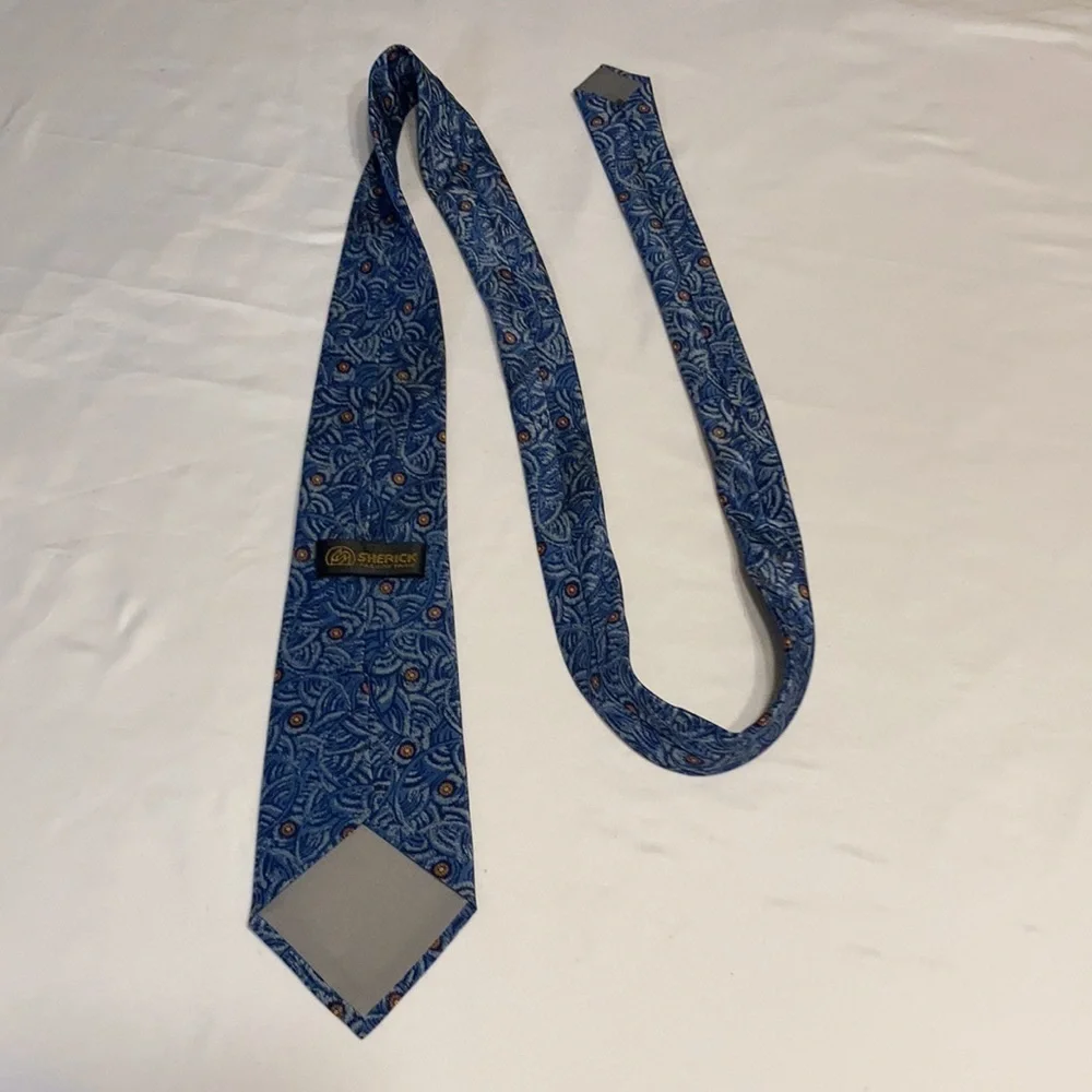 Vintage sherick fashion Paris tie blue orange